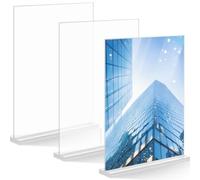 3 Pcs A4 Clear Acrylic Sign Holder, T-Shape Perspex Menu Display Stand, Double Side Plastic Poster Holders, Picture Frame Display Stands for Tables, Shop, Restaurant, Office, Store, Exhibition