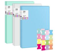 3 PCS A4 Display Book, 20 Pockets Presentation Portfolio Binder, Display Folder with Plastic Sleeves Certificate Folder for Artwork Recipe Sheet Music Document for Schools Home Offices Individuals