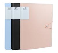 3 Pcs A4 Display Folders, 120 Pockets Display Book Folder with Plastic Sleeves and Safety Rope Presentation Folders Document Project Folder Individuals, Offices, Home（Black, Blue, Pink）