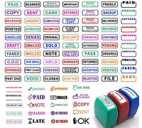 3 pcs Account Stamp kit, Paid Stamp, Wording Stamp, 100+ Picture for Choose, Hacc022, Red, Black, Purple, Blue, Light Blue, Dark Blue,Pink, Green, Orange, Brown, 1.3'x0.6' (35mmx15mm) impression size