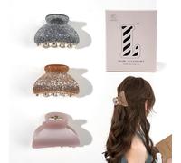 3 Pcs Acrylic Hair Claw Clips for Women - Small Acrylic Clips for Thick Thin Medium Hairstyles, Cute Colorful Grip Jaw Hair Accessories for Women Strong Hold, No Damage, Luxury, Glitter, Pearlescent