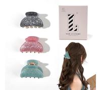 3 Pcs Acrylic Hair Claw Clips for Women - Small Acrylic Clips for Thick Thin Medium Hairstyles，Cute No-Slip Colorful Grip Jaw Hair Accessories for Women Strong Hold，No Damage, Luxury, Glitter