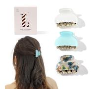 3 Pcs Acrylic Hair Claw Clips for Women - Small Acrylic Clips for Thick Thin Medium Hairstyles，Cute No-Slip Colorful Grip Jaw Hair Accessories for Women Strong Hold，No Damage，Y2K，Glitter，Floral