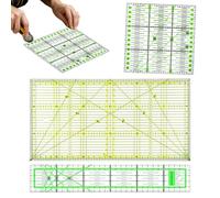 3 Pcs Acrylic Plastic Sewing Ruler, Quilting Rulers Fabric Cutting Rulers with Double Colored Grid Lines, Sewing Accessories for Quilting Patchworks, Beginners Tailors Designers Cutting Craft Rulers