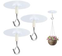 3 PCS Adhesive Ceiling Hooks, Heavy Duty Transparent Self-Stick Ceiling Hooks for Hanging Plants, No Drill Strong Command Hook for Bird Feeders, Lanterns, Wind Chimes, Planters, Balloons, Decorations