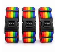 3 Pcs Adjustable Luggage Strap with 3 Dial Combination Lock 180cm x 5cm - Heavy Duty Suitcase Security Belt - Travel Baggage Strap
