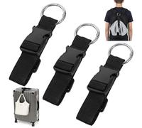 3 Pcs Adjustable Luggage Strap with Hooks and O-Buckle, Anti Theft Suitcase Belts Straps Heavy Duty Jacket Gripper Strap Make Your Hands Free Easy to Carry Extra Bags Travel Accessories (Black)
