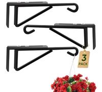 3 Pcs Adjustable Vinyl Fence Hooks for Hanging Plants, Plant Hangers in 0.8-3 Inch Width, Heavy Duty Brown Vinyl Fence Plant Hangers for Indoor & Outdoor Hanging Plants Bird Feeders Lights Basket