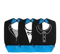 3 Pcs Adult Bibs for Elderly Washable, Adult Bib Funny with Waterproof Lining & Crumb Pocket for Adults Reusable Easy Clean, Dining Protection for Seniors Men Women (Black Suit, Polo Shirt, Bow Style)