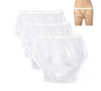 3 Pcs Adult Diaper Covers for Women Men,Incontinence Pants Extra Waterproof Leakproof Adult Diaper Cover Plastic Pants Incontinence Protective Briefs Underwear(Clear,Small)