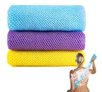 3 Pcs African Exfoliating Net African Net Sponge, Nylon Back Scrubbers, 80x30cm Long African Shower Sponge Body Sponge Exfoliating Sponge for Men Women Deep Cleaning(Purple Yellow Light Blue)