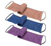 3 Pcs African Exfoliating Net Sponge with Knots, 31.5" Long Exfoliating African Body Scrubber with Rope Handles, Reusable Wash Cloths for Daily Shower, Men & Women, Blue