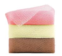 3 Pcs African Net Sponge - African Exfoliating Sponge, Long Bath Net, Deep Cleaning Mesh Back Scrubber, Spa Massage Bath Towel for Women Men (Pink, Beige, Brown)