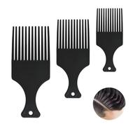 3 Pcs Afro Hair Comb, 3 Sizes Afro Comb Set, Black Plastic Wide Tooth Smooth Afro Pick Comb Professional Hairdressing Tool Afro Pick Detangling Hair Comb for Curly, Wavy, Frizzy Hair for Men and Wome