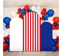 3 Pcs American Flag Arch Cover Theme Decor 4Ft 5Ft 6Ft Red White Blue Arch Cover Backdrop for 4th of July Independence Veterans Day National Patriotic Holiday Birthday Party Decor Supplies (Stripe)