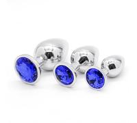 3 Pcs Anal Plug Luxury Jewelry Design Stainless Steel Butt Plug Large+Medium+Small SM Anal Stimulation Toy for Unisex Anal Sex Toys for Couples Men Women (Dark Blue-S+M+L)