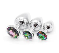 3 Pcs Anal Plug Luxury Jewelry Design Stainless Steel Butt Plug Large+Medium+Small SM Anal Stimulation Toy for Unisex Anal Sex Toys for Couples Men Women (Colorful-S+M+L)