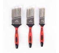 3 Pcs Angle Paint Brush Set,1.5/2/2.5 Inch,Rubber Handle Stainless Steel Shell For Cutting In Painting, Smooth Finishesangle Paintbrush For Walls, Sash, Cabinets, Edges, Corners, Trim