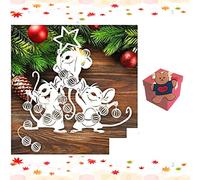 3 pcs Animal Mouse Metal Die Cuts, Christmas Wedding Love Mouse Bowtie Cutting Dies Cut Stencils for DIY Scrapbooking Album Decorative Embossing Paper Dies Card Making