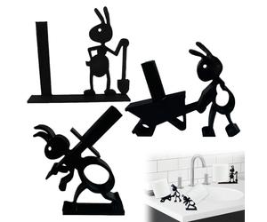 3 Pcs Ant Toilet Roll Holder Novelty Toilet Roll Holder Black Free Standing with Sword Wheelbarrow Shovel Styles for Bathroom Kitchen