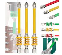 3 Pcs Anti-Slip Magnetic Phillips Bit with Spring,2025 New Strong Magnetic Durability Screwdriver Drill Bit Set, Magnetic Impact Driver Bit Set,Impact Screwdriver Bits Set for Electricians (Yellow)