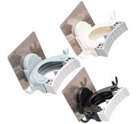 3 Pcs Antler Shape Mop Holder Wall Mounted Punch Free Ppr ABS Hook | Traceless Adhesive Mounting, Vertical Space Use, Small Side Hooks, for Broom and Type Handles