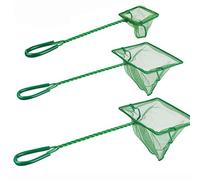 3 PCS Aquarium Fish Net Supplies Skimmer Net Green with Plastic Handle for Netting Small Fish Tank Cleaning Gear Portable Lightweight Catch Easy - 3/4/6 inch
