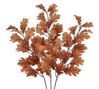 3 Pcs Artificial Fall Branch Decorations for Home, 30" Fake Fall Stems Plants Indoor, Faux Long Autumn Leaf Stems for Vase Filler, Autumn Decor Oak Leaves Sprays Centerpiece Wedding Table(Brown)