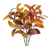 3 Pcs Artificial Magnolia Leaves, Fake Leaf Branches for Autumn Decorations, Faux Bundles With Long Stems for Thanksgiving, Festival, Wedding, Maple Leaves Home Decor, DIY, Party
