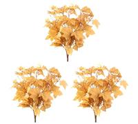 3 Pcs Artificial Maple Leaf Branch, Plastic Silk Fake Fall Leaves Stem, Home Decor