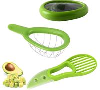 3 PCS Avocado Slicer Tool Set - Versatile Avocado Cutter, Peeler, and Pitter with Avocado Saver for Fridge Storage - Essential Kitchen Gadgets for Fruit & Vegetable Pitters, Cuber, Dicer