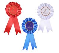 3 PCS Award Ribbon Rosette Set, Grand Prize Ribbon Winner Victory Ribbon, Satin Participation Ribbon 1st 2nd 3rd Place Medals Deluxe Recognition Ribbons for Classroom Winner Certificate Prize, 3 Color