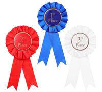 3 Pcs Award Ribbons Set, 1st 2nd 3rd Place Winner Victory Ribbons Blue Red White Prize Place Satin Participation Honorable Medal for Classroom Prize Science Fair Talent Show Certificate Prizes