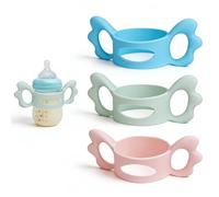 3 Pcs Baby Bottle Holder,Silicone Wide-Neck Baby Bottle Handle, Bottle Grip Handle Suitable for Baby Bottles with an Outside Diameter Above 5cm for Baby Self Feeding (Blue+Pink+Green)