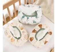 3 Pcs Baby Wipes Cover- Universal Size, Reusable Muslin Cotton Fabric Wipe Holder Pouch for Boys and Girls (Dinosaur, Rainbow, Bear)