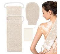 3 Pcs Back Scrubber: Bath Mitt, Extra Long Loofah, Soap Saver Net, Jute | Elastic, Loofah Back Scrubber, Machine Washable, for Exfoliator, Dead Skin Removal, Shower Bath, Men and Women