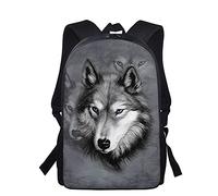 3 PCS Backpack Set Grey Wolf Schoolbag With Lunch Case Pencil Box C-365
