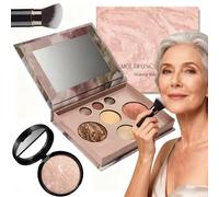 3 Pcs Baked Starter Kit, All-in-one Makeup Set Gift Surprise, Includes Baked Balance Foundation & Multi-Functional Makeup Palette & Retractable Brush, Make up Gifts For Women(Set 02)