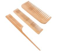3 Pcs Bamboo Hairdressing Comb Set for Wet Hair and Wigs | Rat Tail Sectioning, Fine and Wide Teeth, Heat-resistant Finish, Shower Use and On-the-go Styling