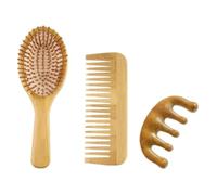 3 Pcs Bamboo Scalp Massager Brush Set, Wooden Soft Bristle Hair Brush Wood Hairbrush, Detangling Paddle Hairbrush for All Hair Types Thick Thin Wet Dry, Gift for Men Women Girls (Set 4)