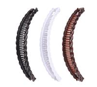 3 Pcs Banana Hair Clip for Thick Long Hair, Retro Plastic Combs Grips Fishtail Hairs Clip, for Women's Sports Facial Washing Hairs Barrettes Fashion Accessories (White, Black, Brown)