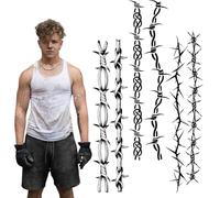 3 PCS Barb Wire Temporary Tattoos, Waterproof Lasts, Temp Realistic Fake Unique Tattoo for Women Men Kids Adults (Black)