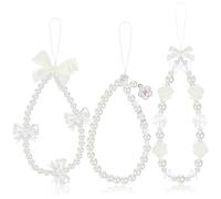 3 Pcs Beaded Phone Charm Strap, Cute Pearl Phone Wrist Lanyard Bracelet Y2k