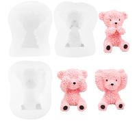 3 PCS Bear Theme Moulds 3D Bear Silicone Mold Bears Candy Chocolate Mould Bears Fondant Mould for DIY Cake Fondant Dessert Decor Cupcake Topper Chocolate Candy Polymer Clay Crafting