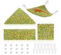 3 Pcs Bearded Dragon Hammock Reptile Hammock with 15 Suction Cups Hooks Reptile Tank Decor Bearded Dragon Tank Accessories for Climbing Reptiles Chameleon Gecko Lizards Snakes (Crochet Green)