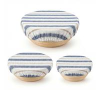 3 Pcs Beautiful Linen Cotton Blend Bowl Covers, Bread Proofing Basket Cloth Liner, Elastic Linen Breads Proofings Liners for Sourdough Baking, Fit Your Bowls 8" to 12" - Durable Fabric Covers