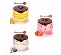 3 PCS Bee Balm, Honey Lip Balm Moisturizing Skincare Mask With Brush, Sleeping Mask for Care Repair Prevent Dry Crack Line Reducing (Honey+Strawberry+Coconut)