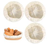 3 Pcs Beige Cloth Liner Bread Proofing Cover, 9'' Sourdough Covers for Proofing, Reusable Bowl Covers for Bread Proofings, Beeswax Bowl Cover for Sourdough Breads Food Fruit Salad Storage