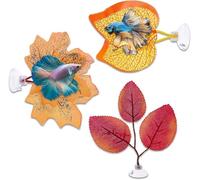 3 Pcs Betta Hammock, Fish Leaf Pad Betta Leaf Hammocks Fish Tank Accessories Aquarium Plants Leaves with Plastic Suction Cup for Fish Spawning Resting