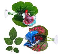 3 PCS Betta Leaf Hammock, Realistic Simulation Aquarium Plants, Fish Tank Resting Spawning Leaves with Suction Cups, Plastic Fish Tank Decorations Accessories for Betta Goldfish Aquariums, Green